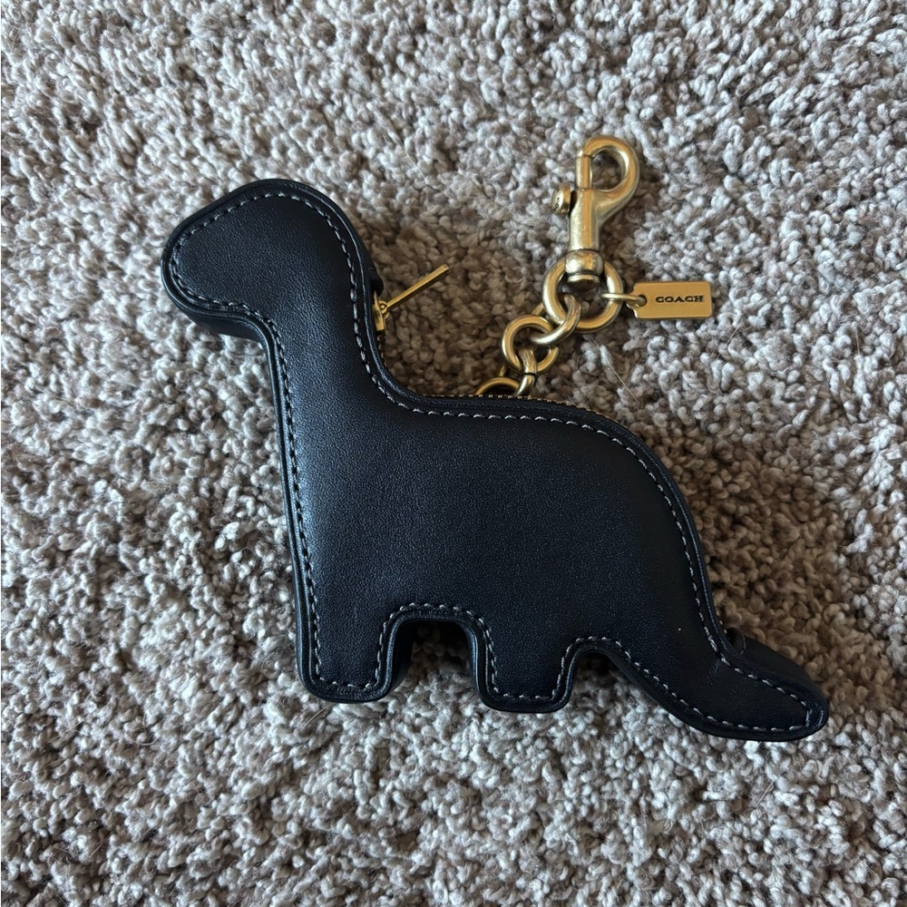 Coach Black Leather Dinosaur charm